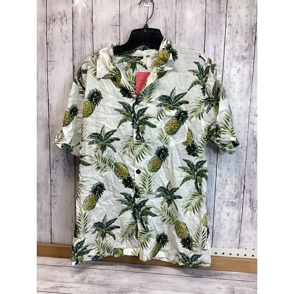 Patpat Men's Button Up Hawaiian Shirt Multi Size XL Short Sleeve Pineapple Print